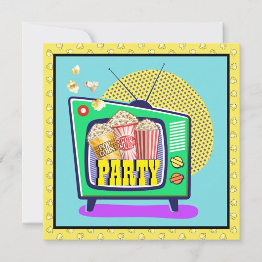 Popcorn Party / Filmnacht / Slumber Party, etc. Einladung (Vorderseite)