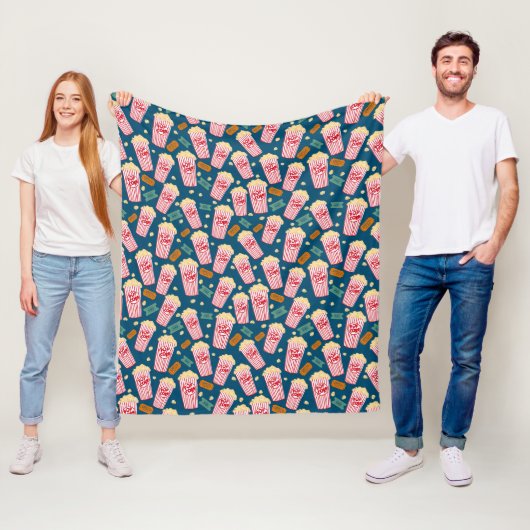 Popcorn Pattern Movie Night Theater Fun Navy Fleecedecke (Beispiel)