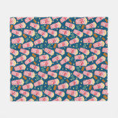 Popcorn Pattern Movie Night Theater Fun Navy Fleecedecke (Vorderseite (Horizontal))
