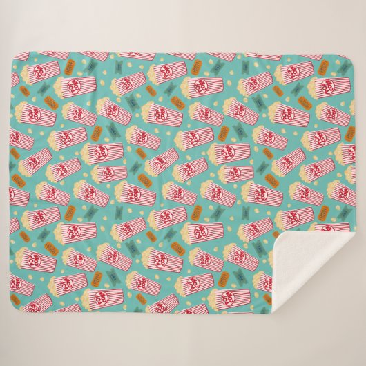 Popcorn Pattern Movie Night Theater Spaß Aquamarin Sherpadecke (Vorderseite (Horizontal))