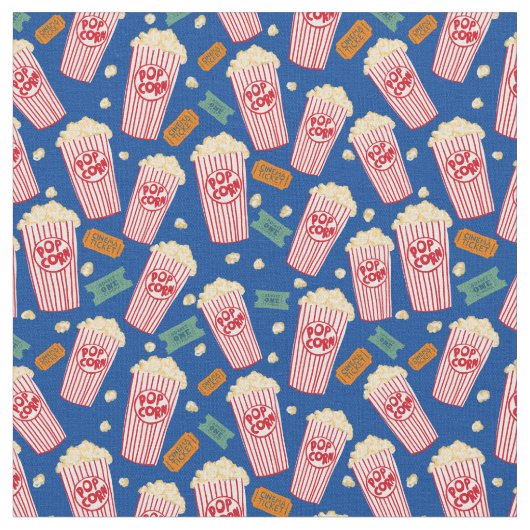 Popcorn Pattern Movie Night Theater Spaß weiß Stoff (Nahaufnahme)