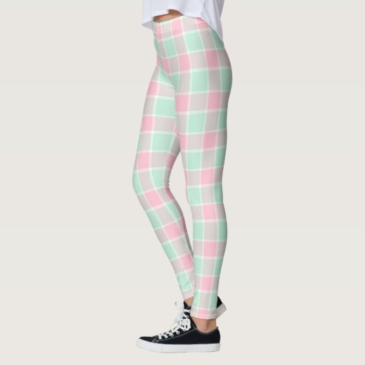 Popcorn Pink/Minze Karierte Leggings (Links)