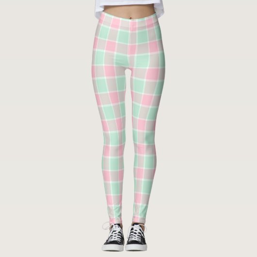 Popcorn Pink/Minze Karierte Leggings (Vorderseite)