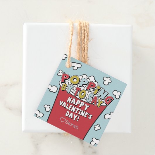 Popcorn-Poppen durch Valentinaufkleber Geschenkanhänger (Beispiel)