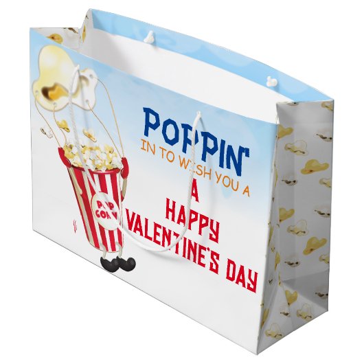 Popcorn Popping by Valentine Große Geschenktüte (Rückseite Schrägansicht)