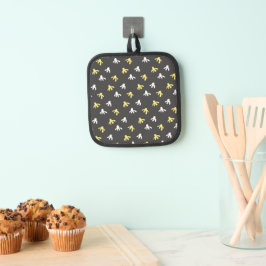 Popcorn Pot Holder (Dunkelgrau & Buttergelb) Topflappen