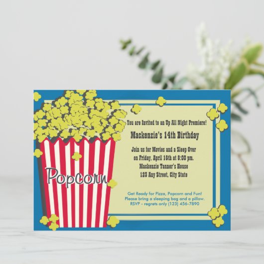 Popcorn Premiere Einladung (Stehend Vorderseite)