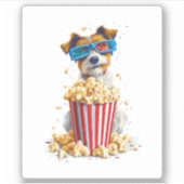 Popcorn Pup � Kinoabend Dog Aufkleber (Vorderseite)