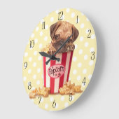 Popcorn Puppy Große Wanduhr (Winkel)