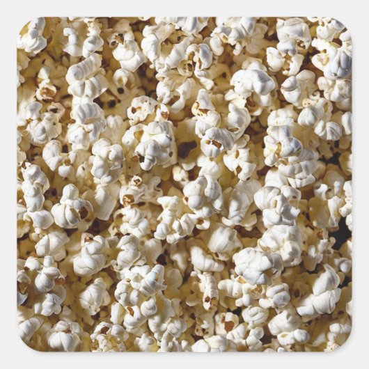 Popcorn Quadratischer Aufkleber (Vorderseite)
