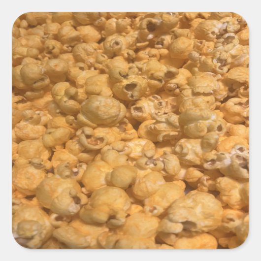 Popcorn Quadratischer Aufkleber (Vorderseite)