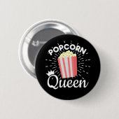 Popcorn Queen Women Girls Movie Popcorn Button (Vorne & Hinten)