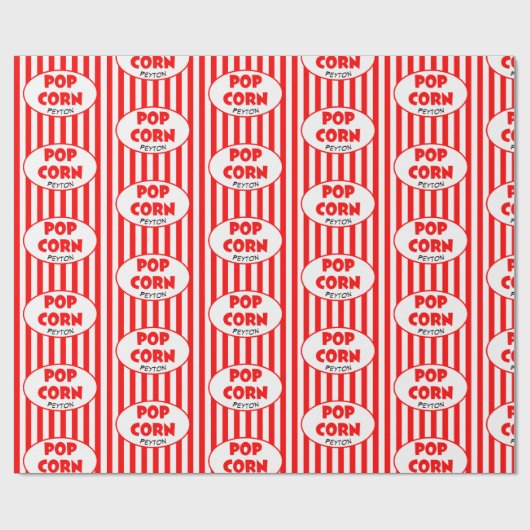 Popcorn Red Stripe Personalisiert Geschenkpapier (Flach)