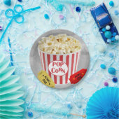 Popcorn Red & White Design Eintrittskarten Pappteller (Party)