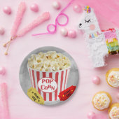 Popcorn Red & White Design Eintrittskarten Pappteller (Party)