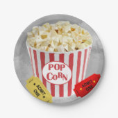 Popcorn Red & White Design Eintrittskarten Pappteller (Vorderseite)