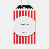 Popcorn Red & White Strip Movie Party Geschenkanhänger (Rückseite)