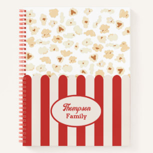 Popcorn Retro Movie Cinema Monogram Notizblock