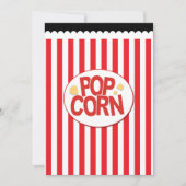 Popcorn-rote u. weiße Streifen-Film-Party Einladung (Vorderseite)