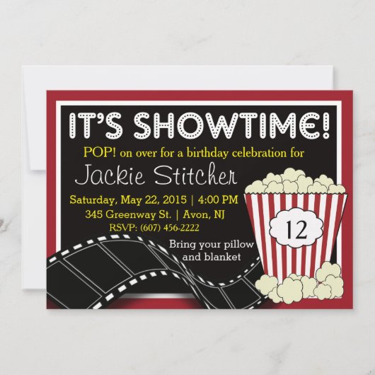 Popcorn "Showtime" Einladung (Vorderseite)