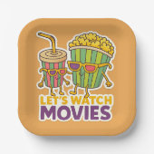 Popcorn & Soda Duo – Kinoabend Stimmung Pappteller (Vorderseite)
