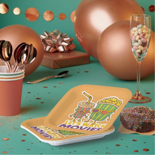 Popcorn & Soda Duo – Movie Night Vibes Pappteller (Multi)