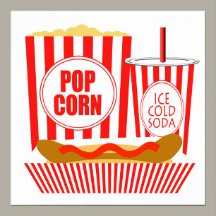 Popcorn Soda Hot Dogs Zeichen Poster