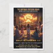 Popcorn Squad Movie Night Birthday Party Einladung (Vorderseite)