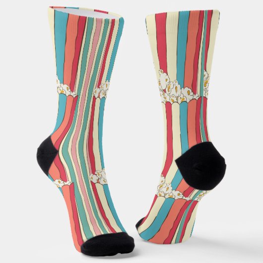 Popcorn Stripe Socks - Movie Night Fun Design Socken (Gewinkelt)