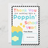 Popcorn Theme Teacher End of Year Danke Karte (Vorderseite)