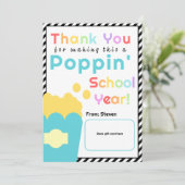 Popcorn Theme Teacher End of Year Danke Karte (Stehend Vorderseite)