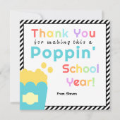 Popcorn Theme Teacher End of Year Danke Karte (Vorderseite)