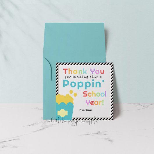 Popcorn Theme Teacher End of Year Danke Karte