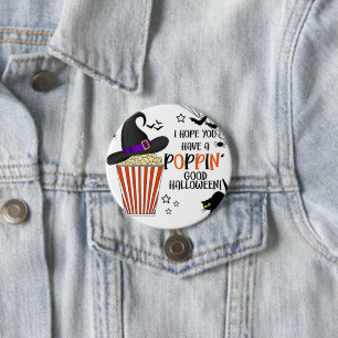 Popcorn-Trick oder behandeln quadratisches Aufkleb Button