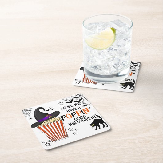 Popcorn-Trick oder viereckige Aufkleber behandeln Rechteckiger Pappuntersetzer (Vor Ort)