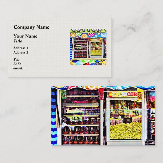 Popcorn und Candy Apples Visitenkarte (Vorne/Hinten)