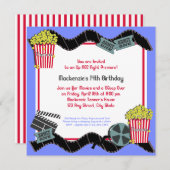 Popcorn und Film Einladung (Vorne/Hinten)