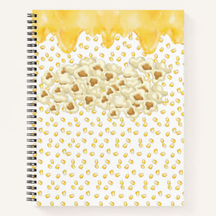 Popcorn und geschmolzenes Butter-Notebook Notizblock