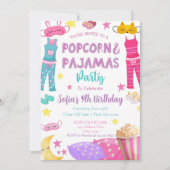 Popcorn und Pajamas Party Einladung (Vorderseite)