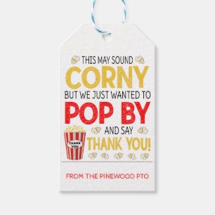 Popcorn Vielen Dank Geschenk-Tag Geschenkanhänger