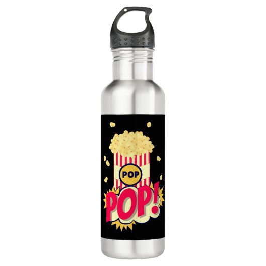 Popcorn Vintag Retro Funny Edelstahlflasche (Vorderseite)