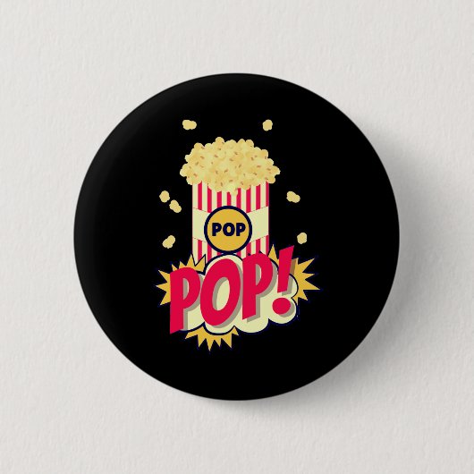 Popcorn Vintage Retro Lustig Button (Vorderseite)