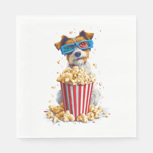 Popcorn-Welpe � Kinonacht-Hund Serviette (Vorderseite)