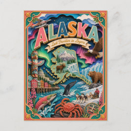 PopCut Staaten Alaska Farbige 3D-Papierkunst Postkarte