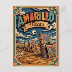 PopCut Staaten Amarillo Texas Papierkunst Postkarte