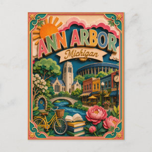 PopCut Staaten Ann Arbor Michigan Papierkunst Postkarte