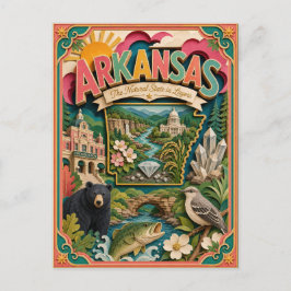 PopCut Staaten Arkansas Farbige 3D-Papierkunst Postkarte