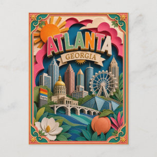 PopCut Staaten Atlanta Georgia Papier Kunst Postkarte