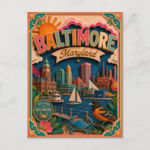 PopCut Staaten Baltimore Maryland Papierkunst Postkarte
