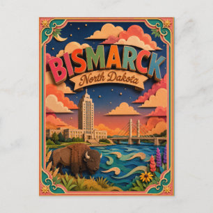 PopCut Staaten Bismarck North Dakota Papierkunst Postkarte